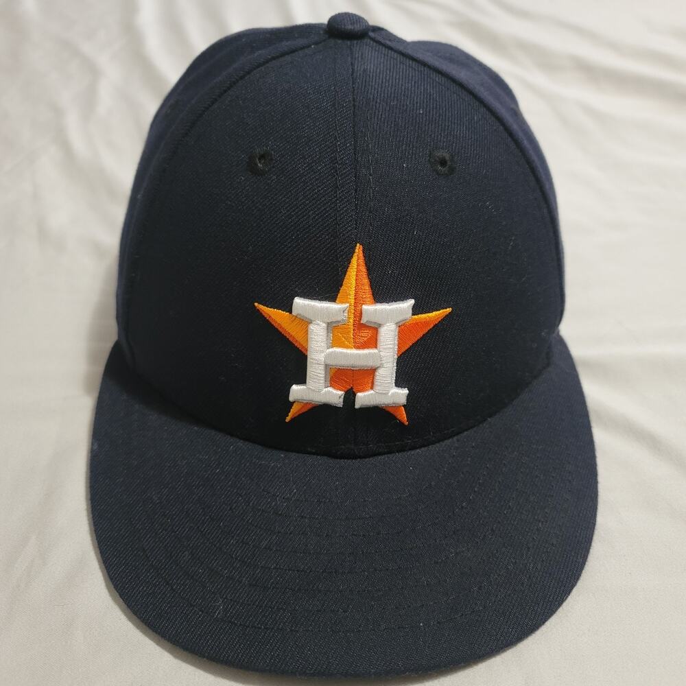 New Era 59Fifty MLB Houston Astros Navy/Orange Fitted Hat Size 7 3/8